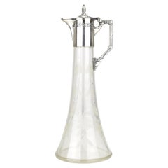 Jarra de Cristal Art Nouveau Grabada de WMF Jarra de Licor Jarra de Clarete Floral