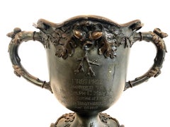 Art Nouveau Engraved Silverplate Trophy with Oak Leaves and Acorns