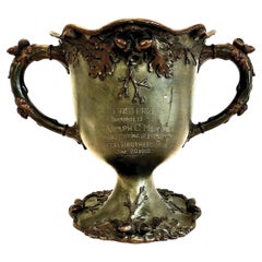 Art Nouveau Engraved Silverplate Trophy with Oak Leaves and Acorns