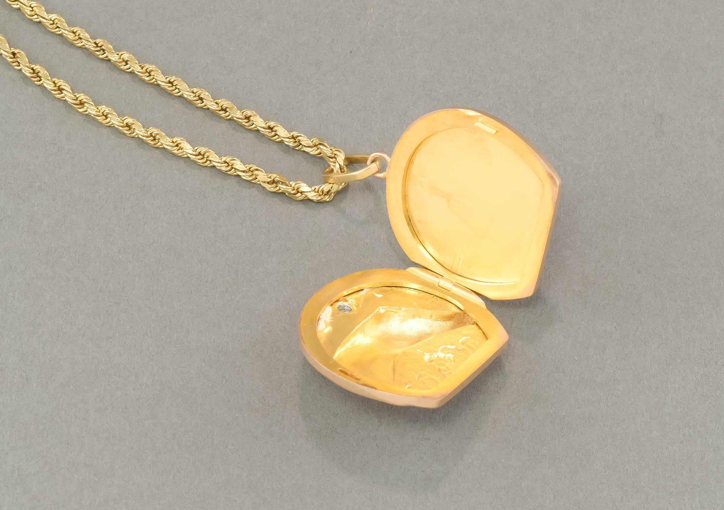 Jugendstil Reiterpferd 14K Gold Diamant Hufeisen-Medaillon an Kette 5