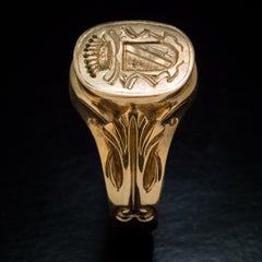 Art Nouveau Era Antique Signet Gold Ring