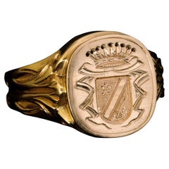 Art Nouveau Era Antique Signet Gold Ring