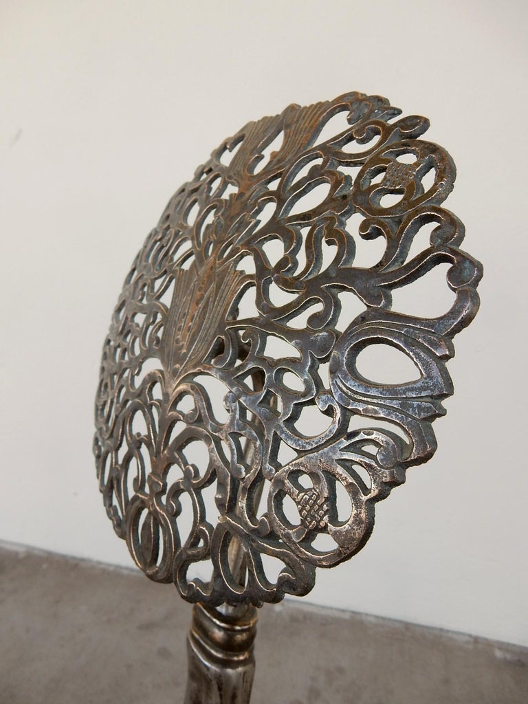 Art Nouveau Era Botanical Medallion Andirons For Sale at 1stDibs