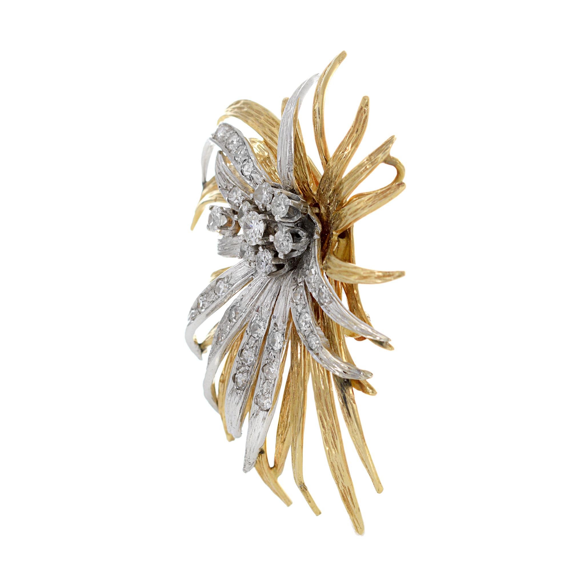 Art Nouveau Era Platinum 14KT Gold Old European And Single Cut Round Diamonds In Excellent Condition For Sale In New York, NY