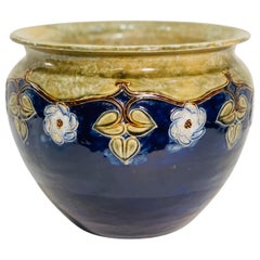 Antique Art Nouveau Era Royal Doulton England Hand Painted Art Pottery Jardiniere Pot
