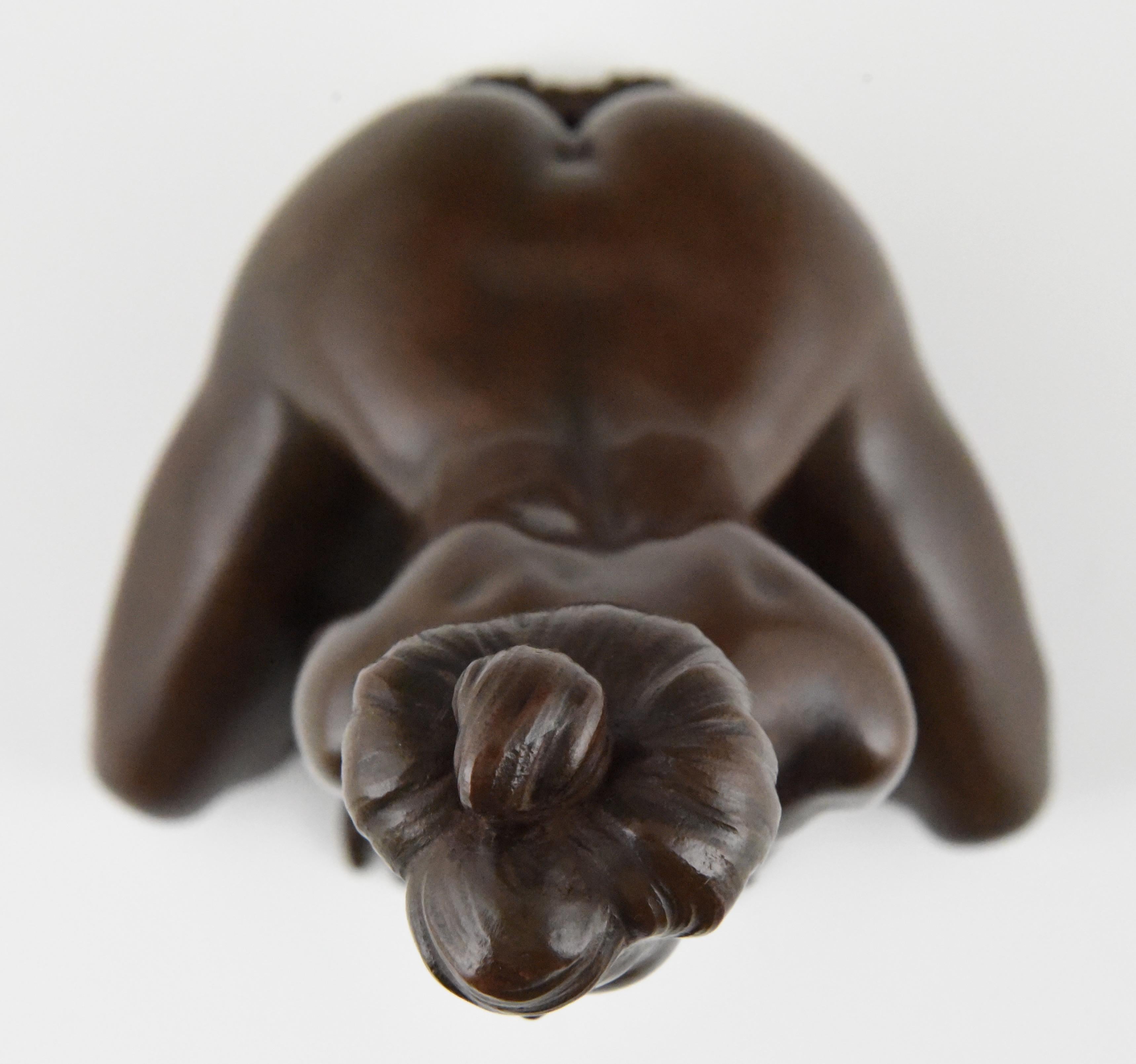 Art Nouveau Erotic Bronze Sculpture of a Kneeling Nude Louis Chalon France 1900 4