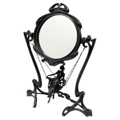 Art Nouveau Erté Paris 1907 "Demoiselle à la Balancelle" Table top Vanity mirror