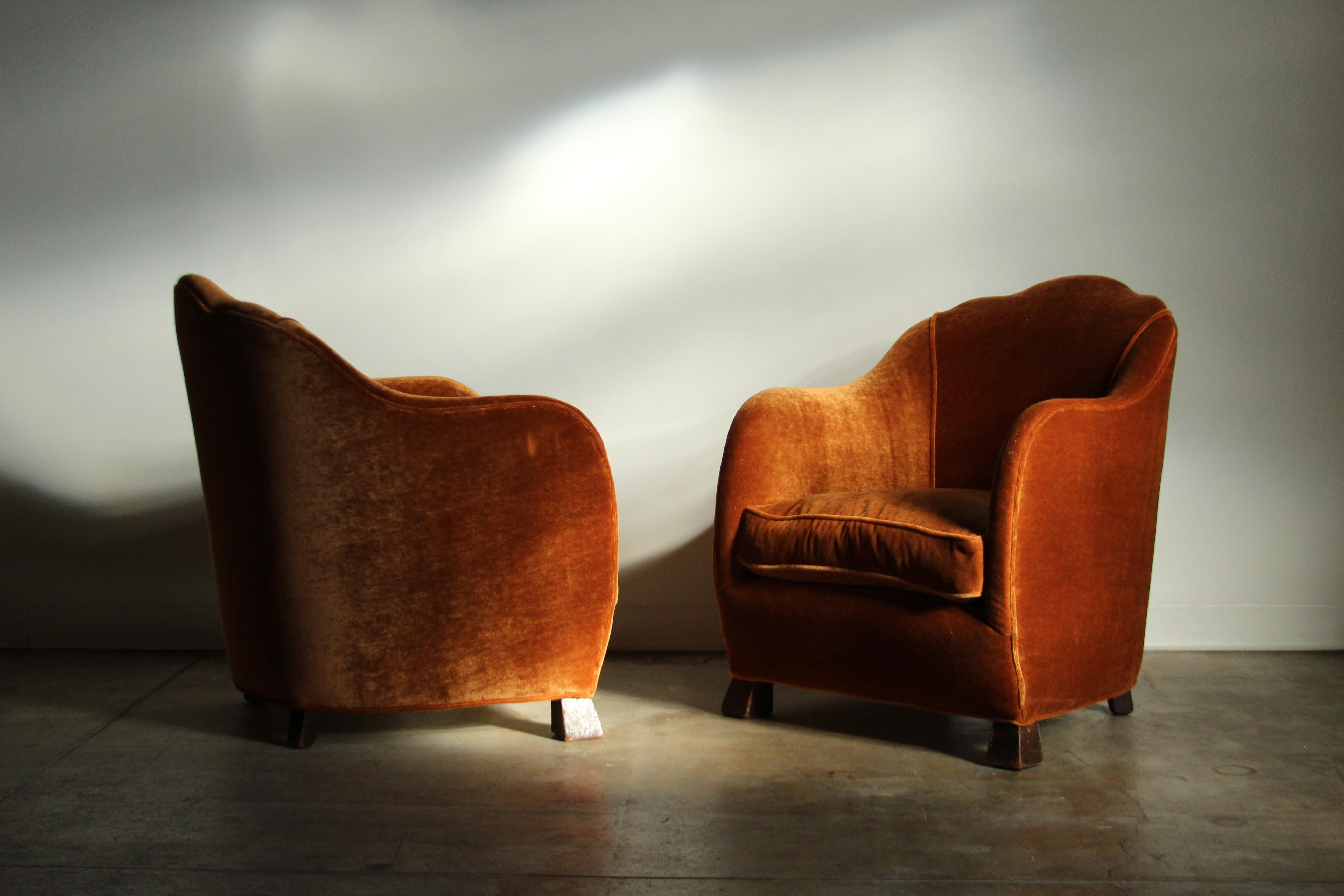 Art Nouveau European Fireside Chairs in Mohair, Early 1900s 8