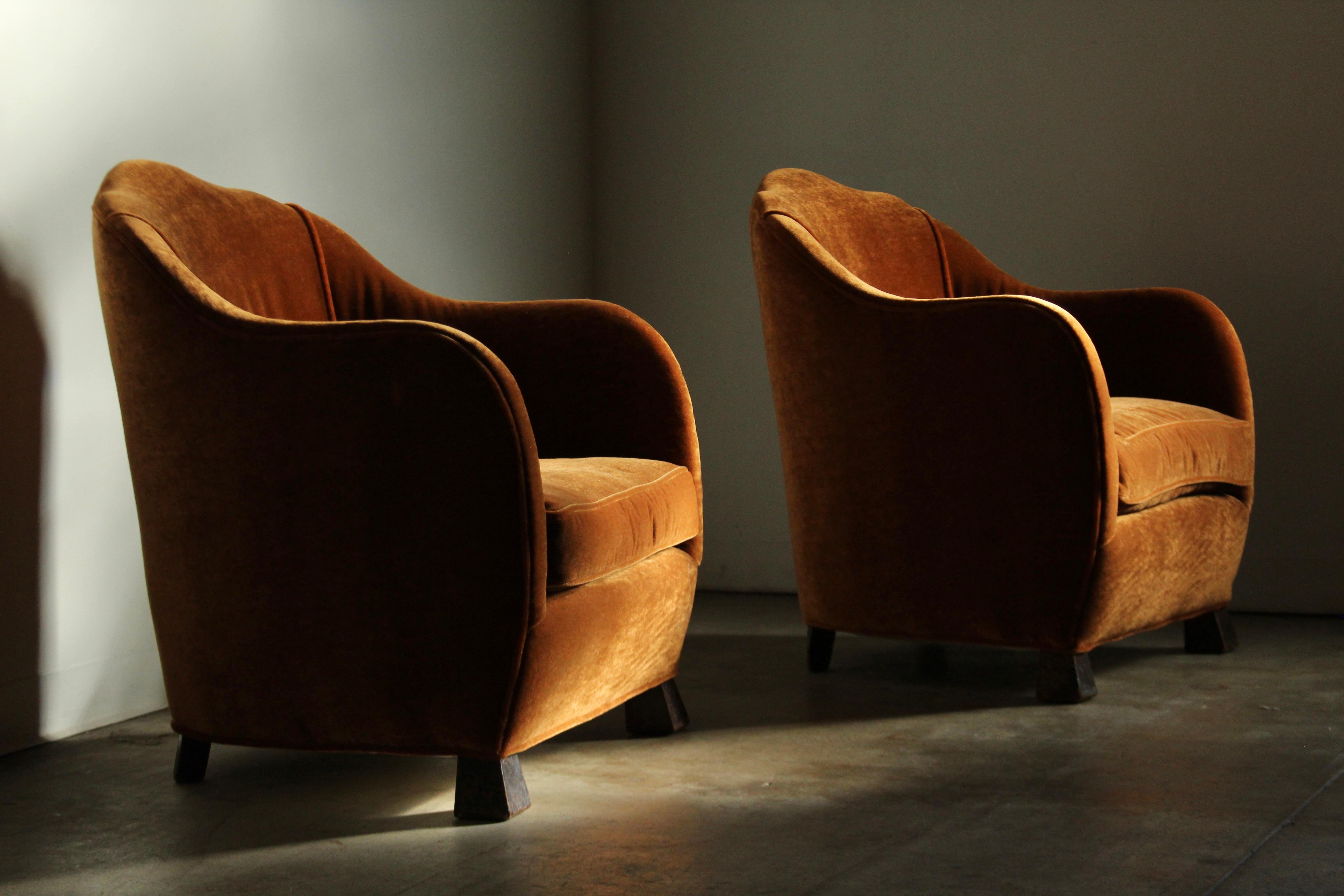 Art Nouveau European Fireside Chairs in Mohair, Early 1900s 9