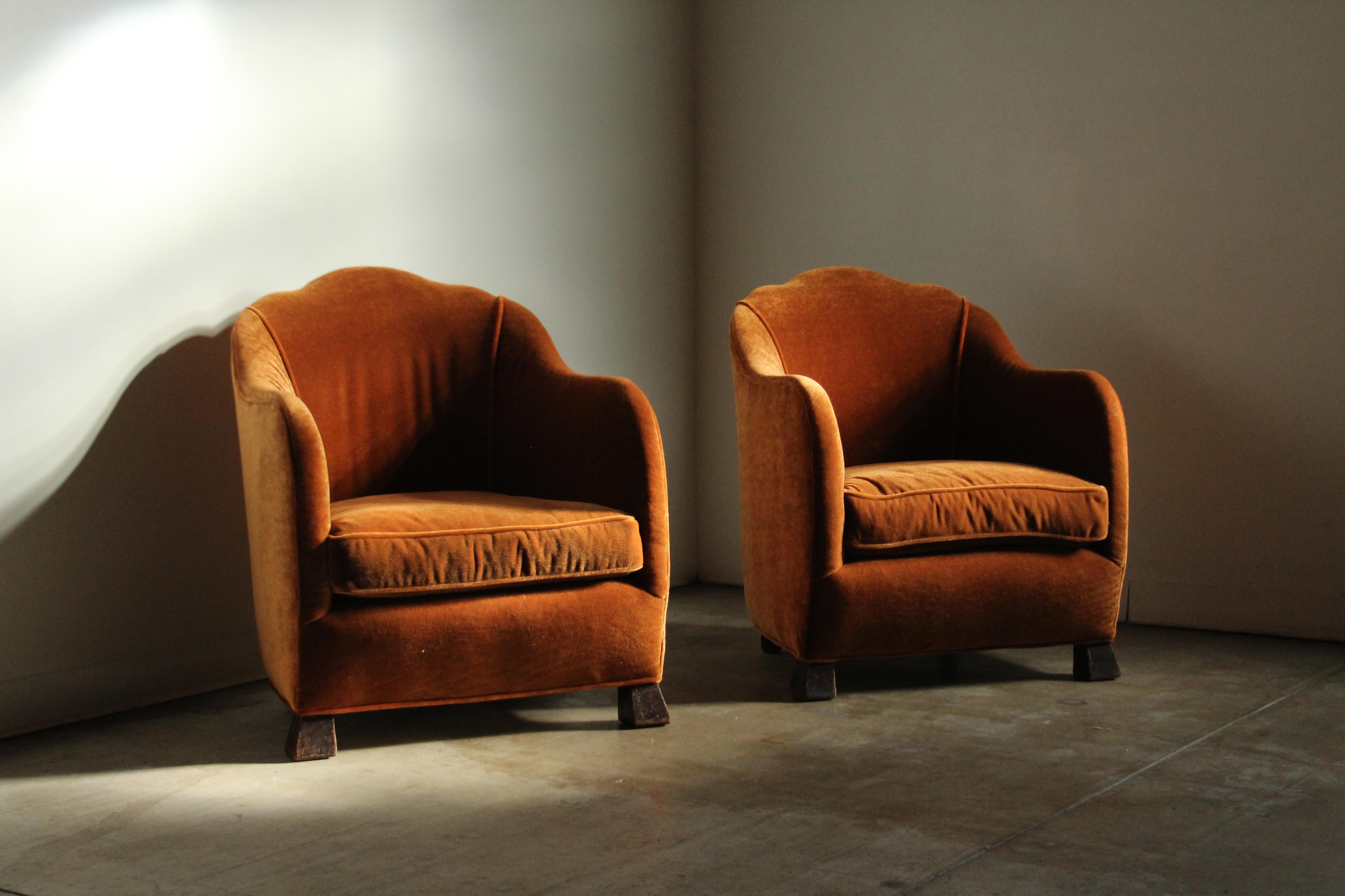 Art Nouveau European Fireside Chairs in Mohair, Early 1900s 11