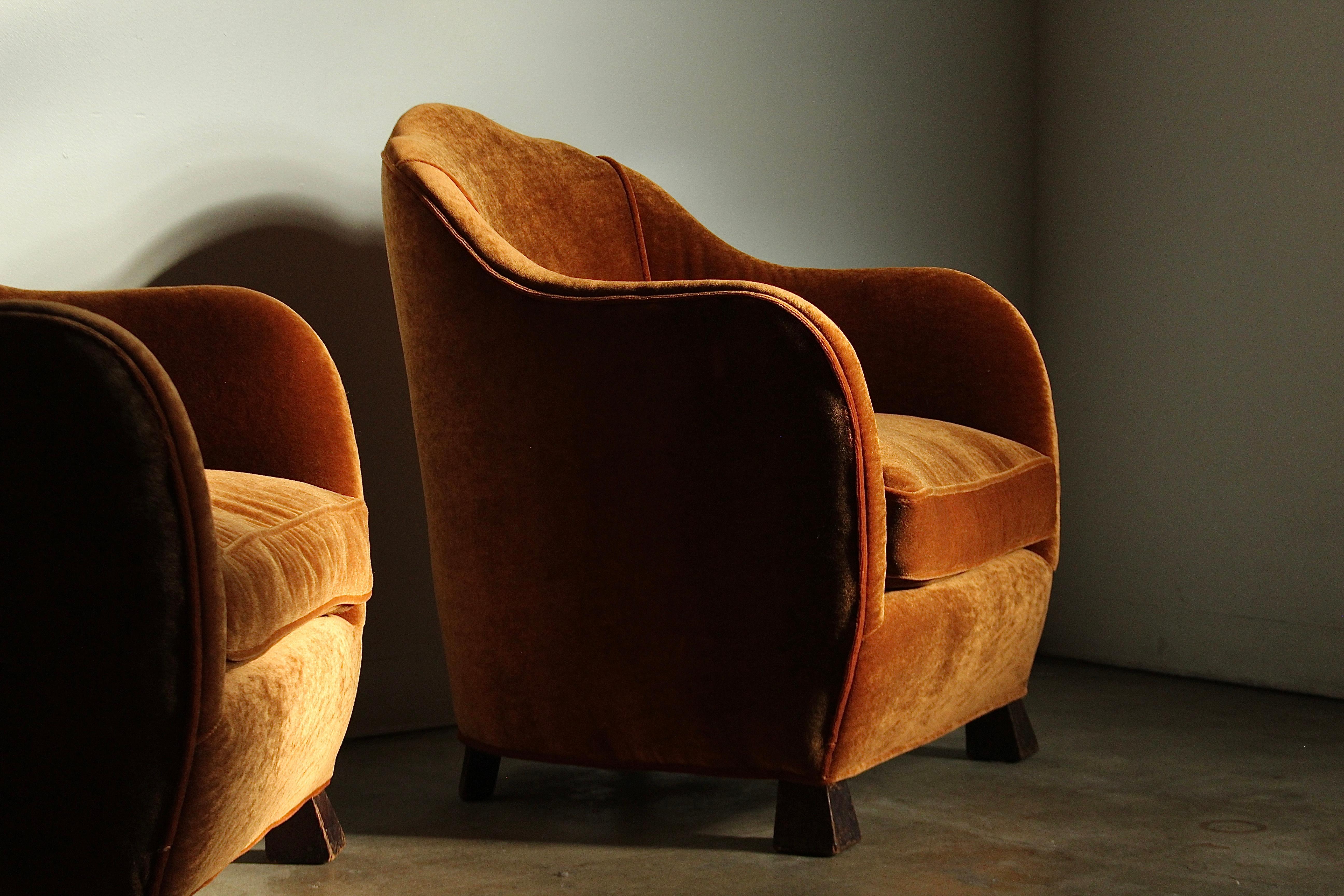 Art Nouveau European Fireside Chairs in Mohair, Early 1900s 2