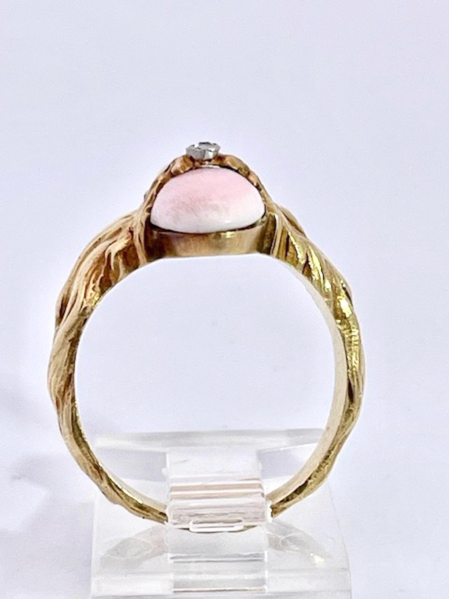 Art Nouveau extremely rare Carved Portrait of a Lady Flowing Hair Ring For Sale 5