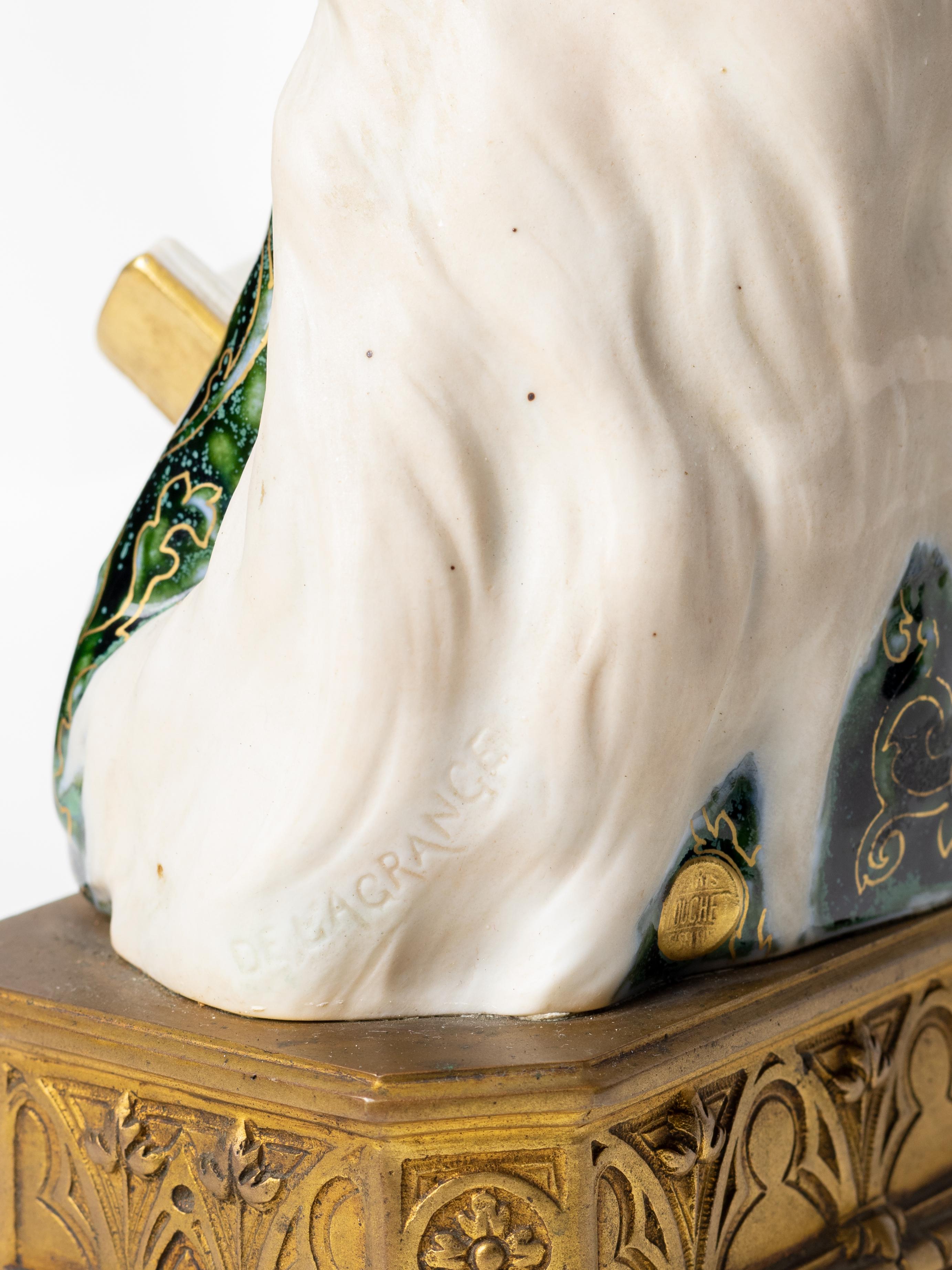 Busto di donna in faience Art Nouveau di Leon Noel Delagrange, 1889 in vendita 5
