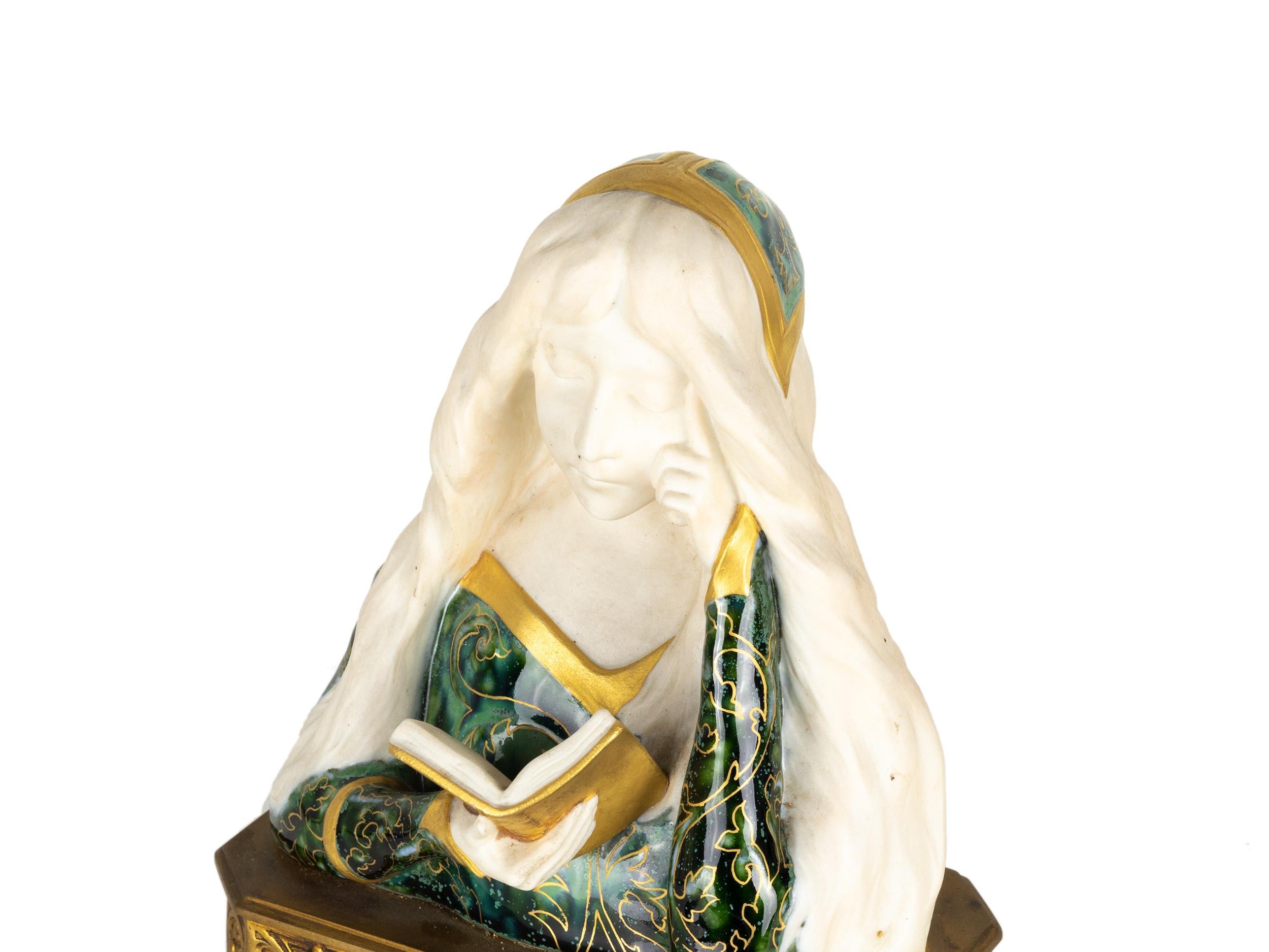 Art Nouveau Faience Woman Bust by Leon Noel Delagrange, 1889 For Sale 7