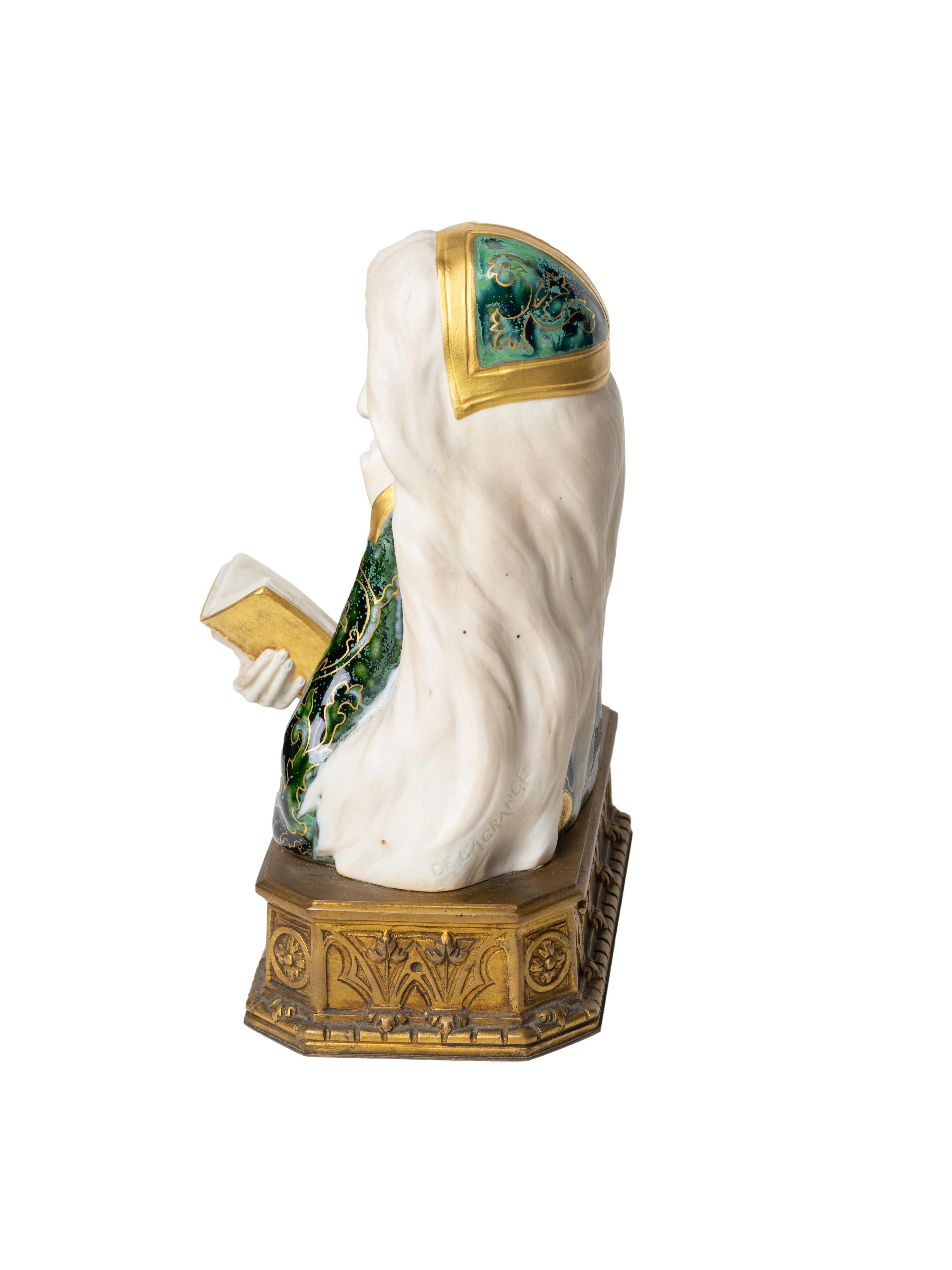 Busto di donna in faience Art Nouveau di Leon Noel Delagrange, 1889 in vendita 1
