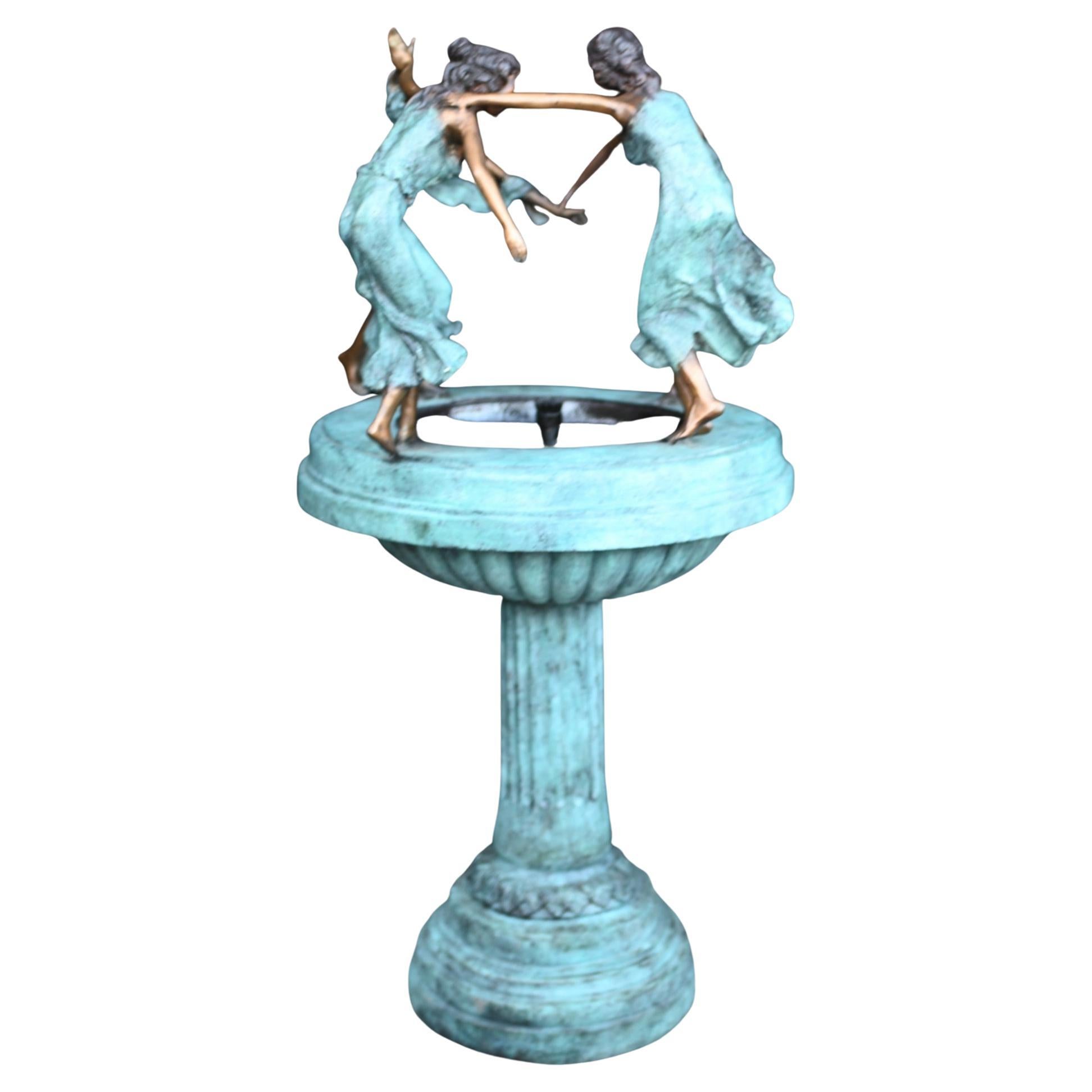 Art Nouveau Fairey Fountain Bronze Garden Water Feature For Sale