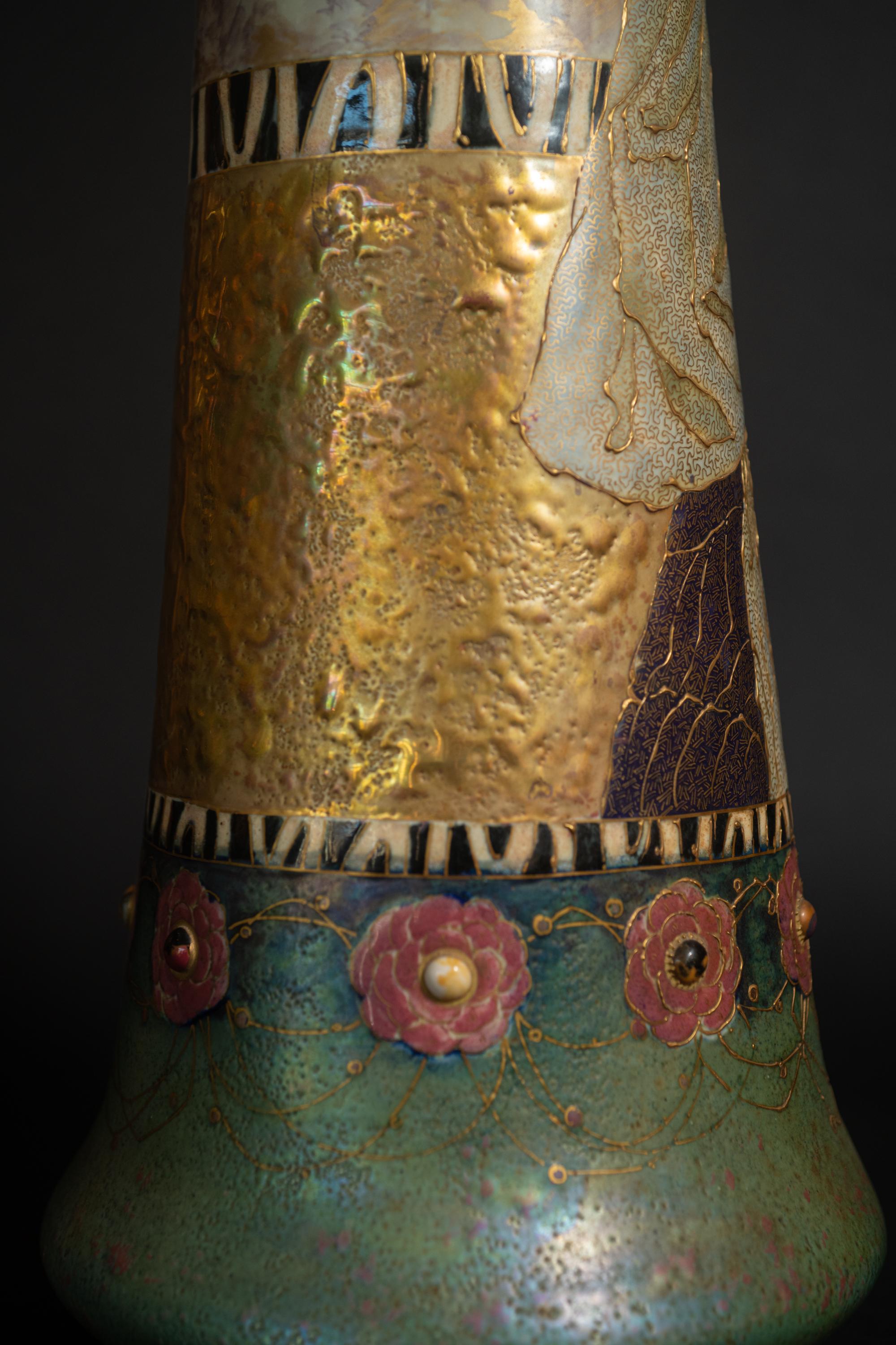 Art Nouveau Fairy Tale Princess Vase by RStK Amphora For Sale 7