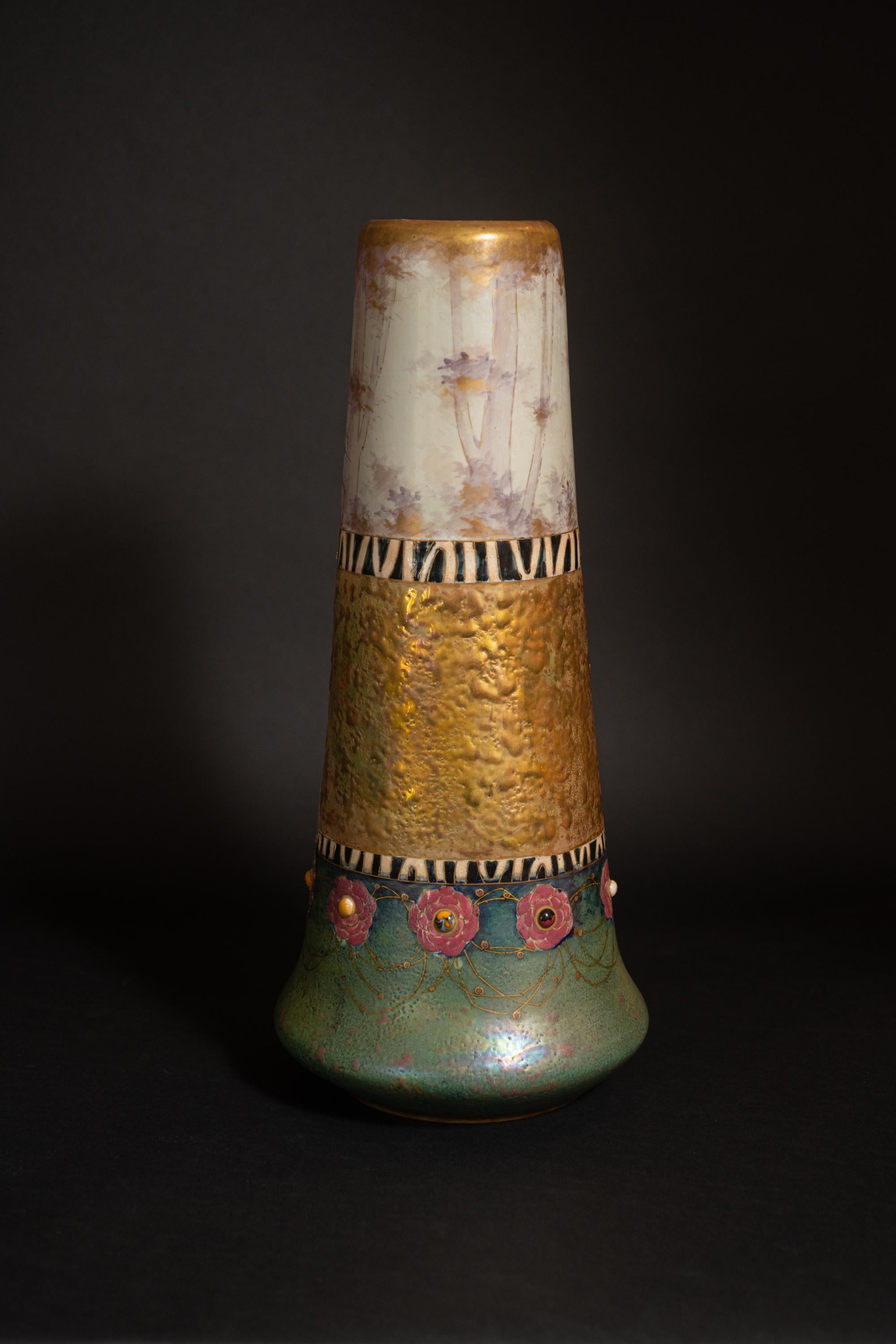 Gilt Art Nouveau Fairy Tale Princess Vase by RStK Amphora For Sale