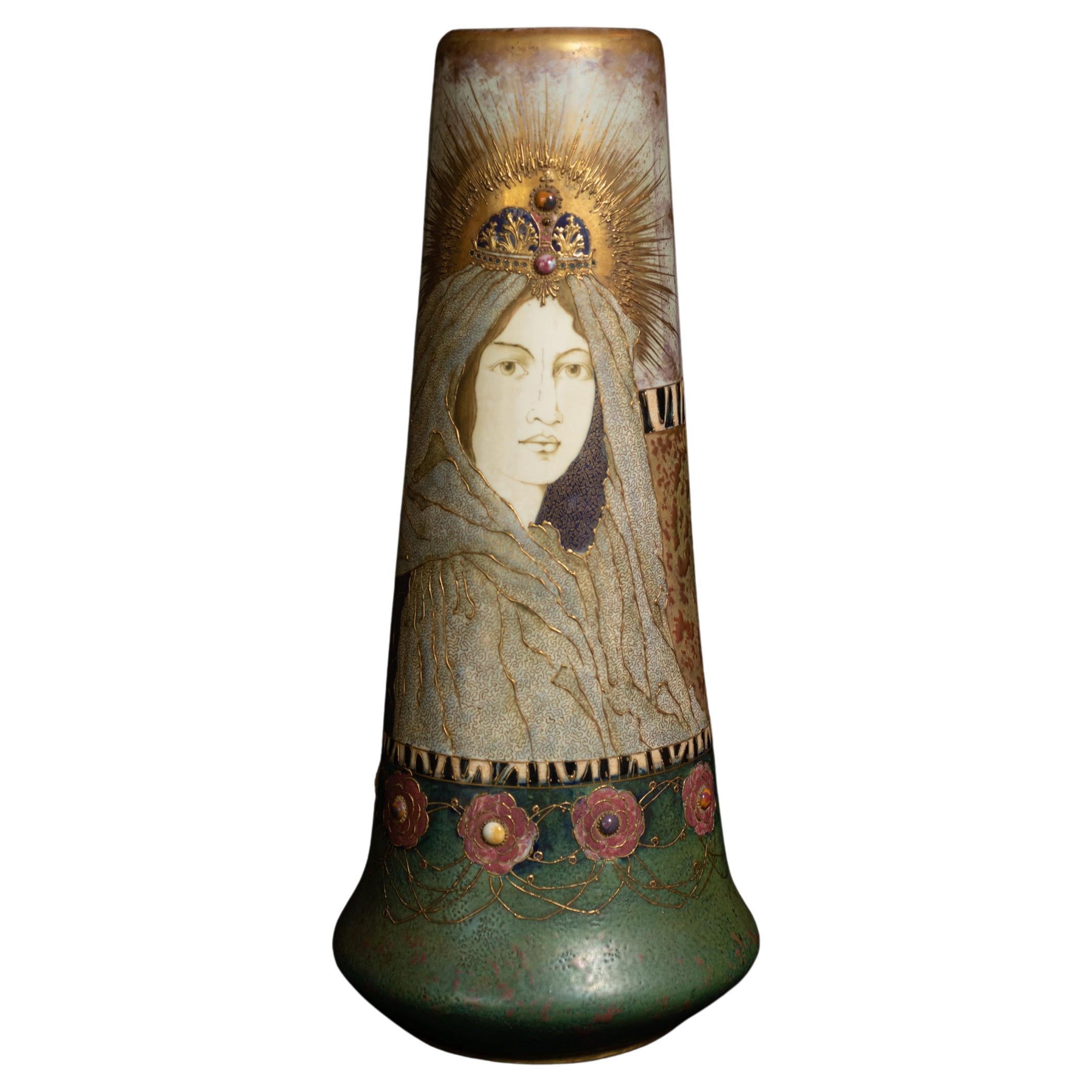 Art Nouveau Fairy Tale Princess Vase by RStK Amphora