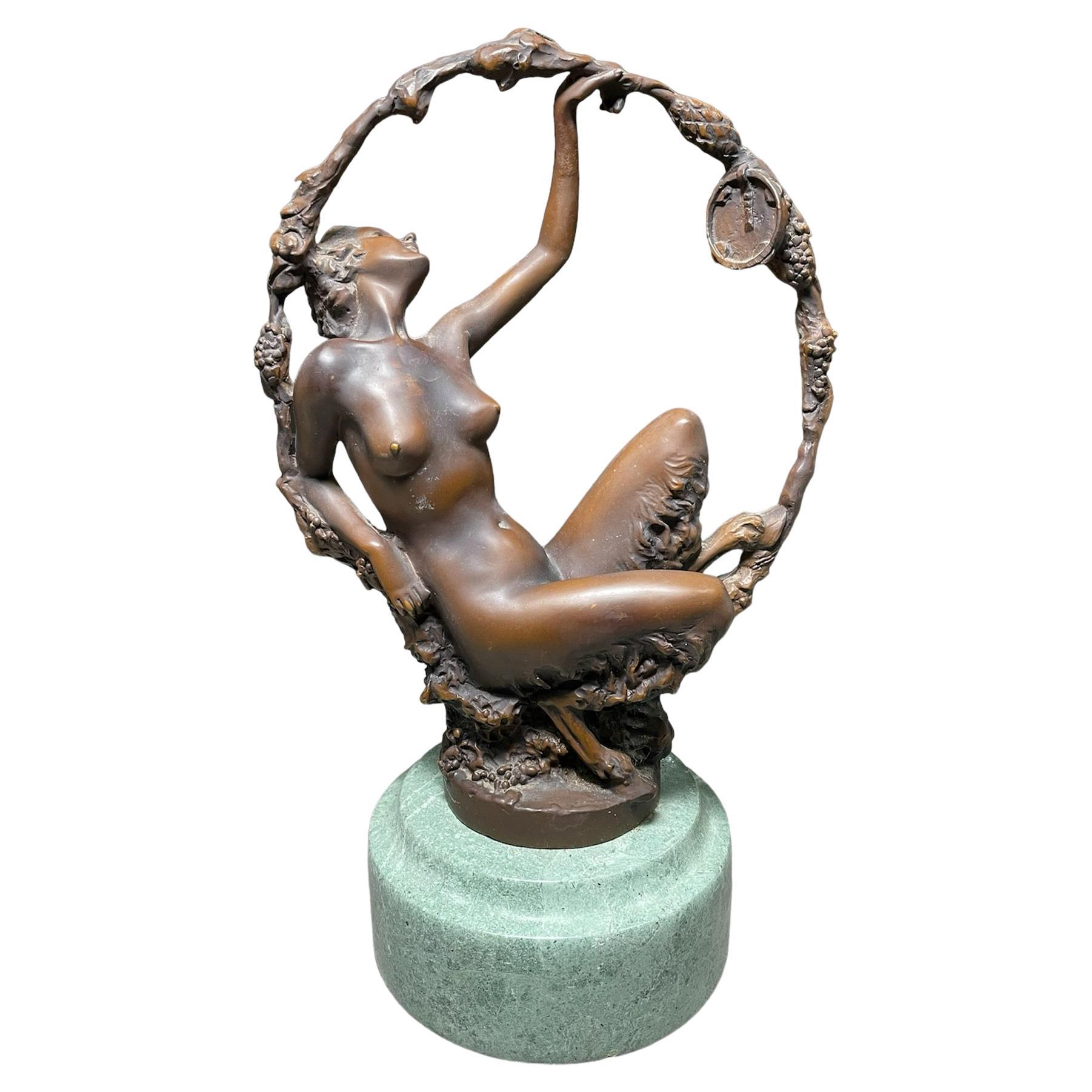 Escultura Art Nouveau Mujer Fauno Bronce