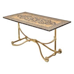 Art Nouveau Faux Marble Painted Brass Dining Table