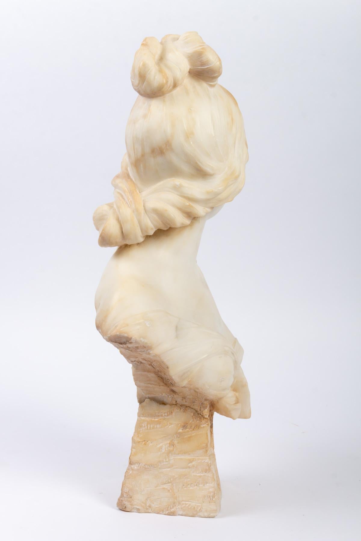 Art Nouveau Female Bust in Alabaster 1