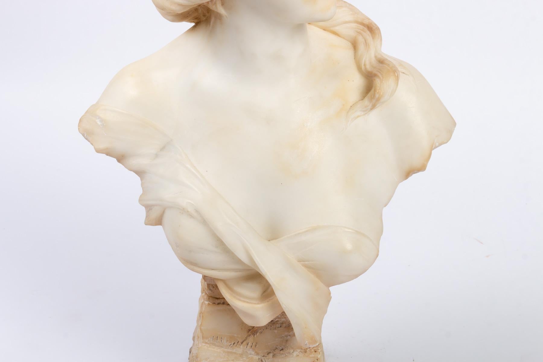 Art Nouveau Female Bust in Alabaster 2