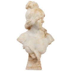 Art Nouveau Female Bust in Alabaster