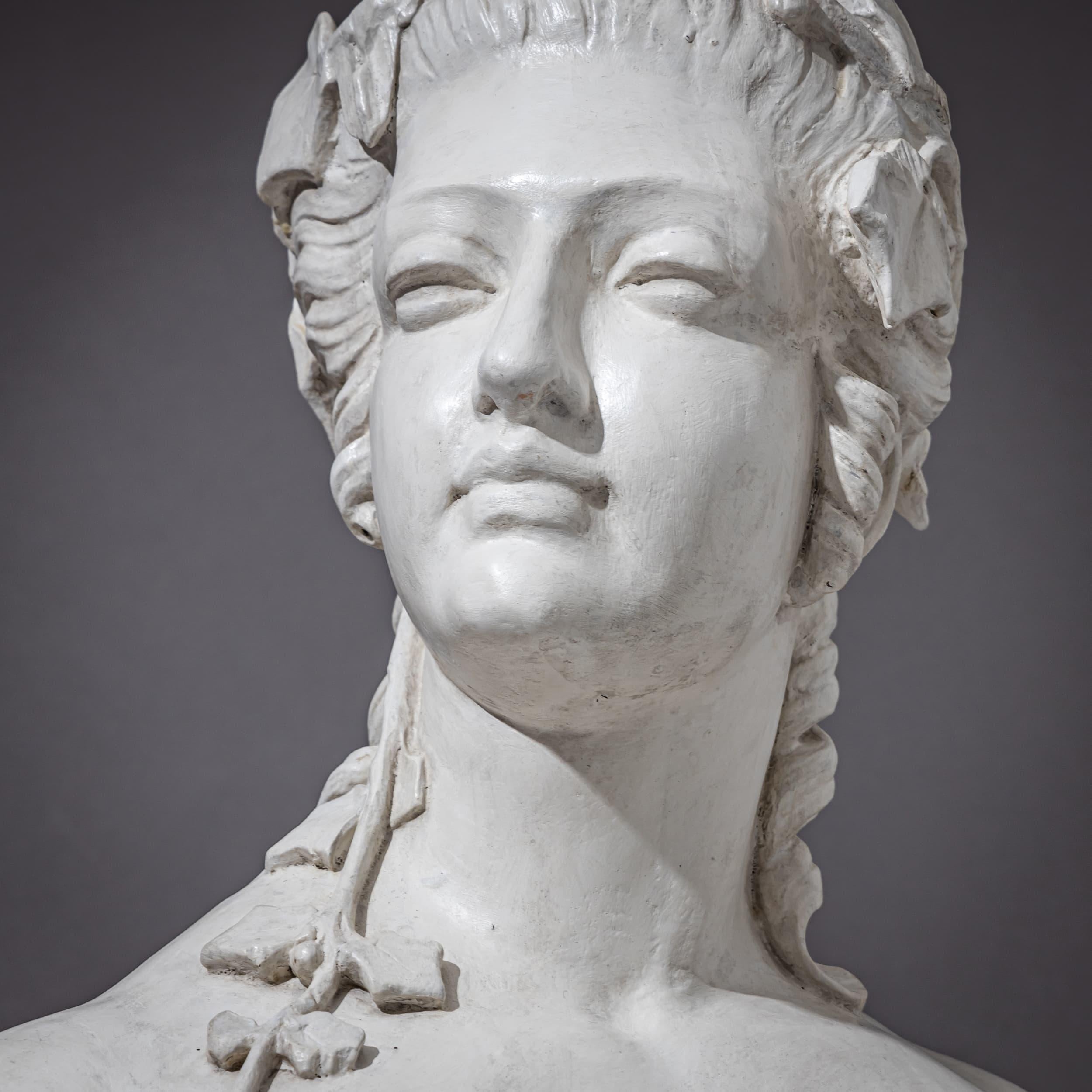 German Art Nouveau Female Bust with Vine Leaves, Early 20th Century For Sale