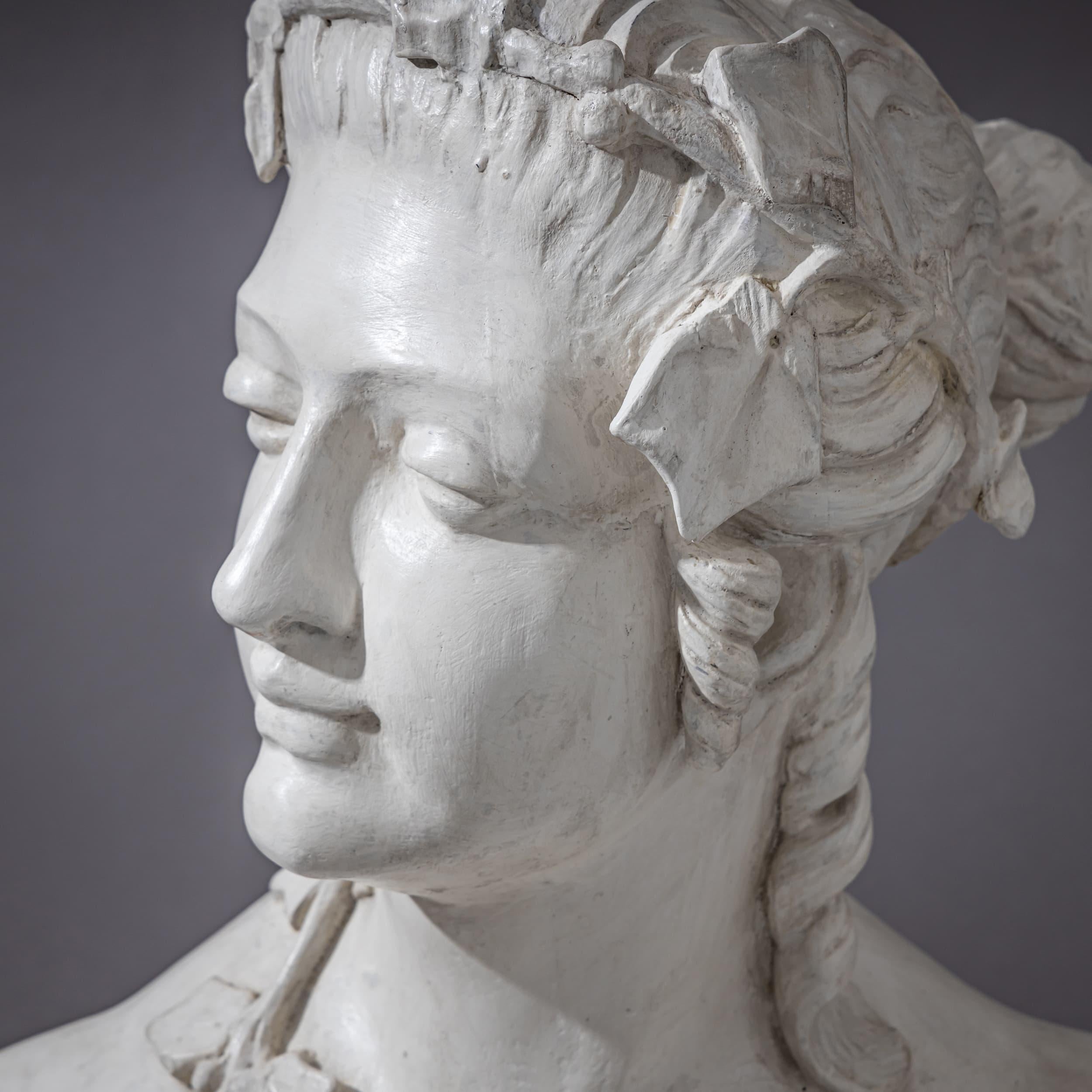 Art Nouveau Female Bust with Vine Leaves, Early 20th Century In Excellent Condition For Sale In Greding, DE