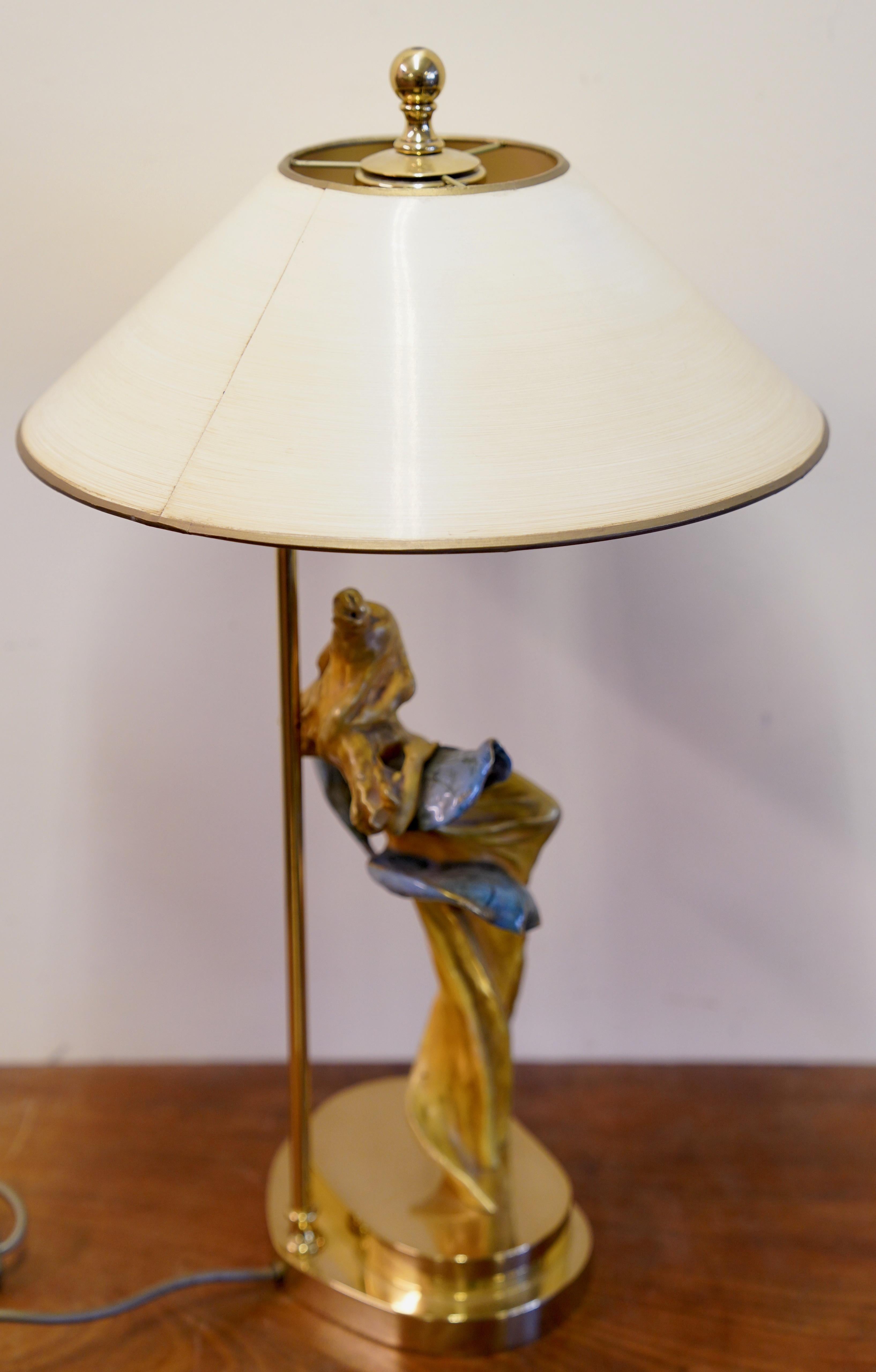 Lampe de table Art Nouveau représentant une femme avec des cloches bleues, fin du 20e siècle en vente 9