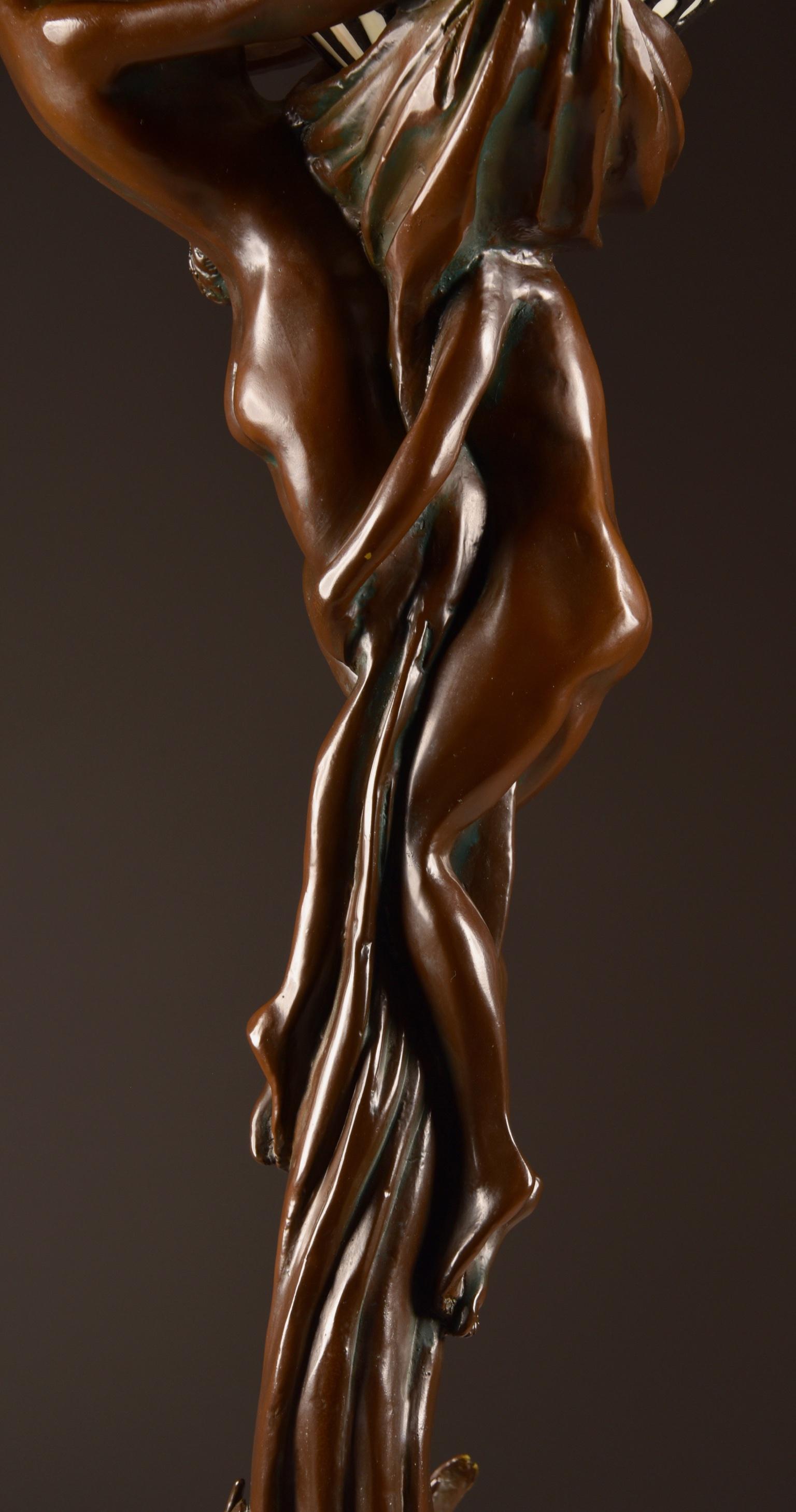 French Art Nouveau Figural Floor Lamp, Nude Woman and Man, Rare Reproduction Tiffany