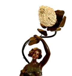 Lámpara figurativa de estilo Art Nouveau, del escultor vienés Theodore Ullmann (1903-1996)