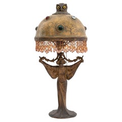 Art Nouveau Figural Patinated Spelter Table Lamp