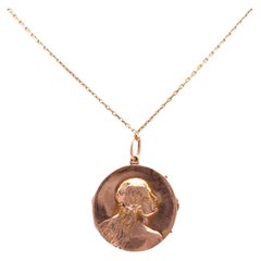 Art Nouveau Figural Rose Gold Locket