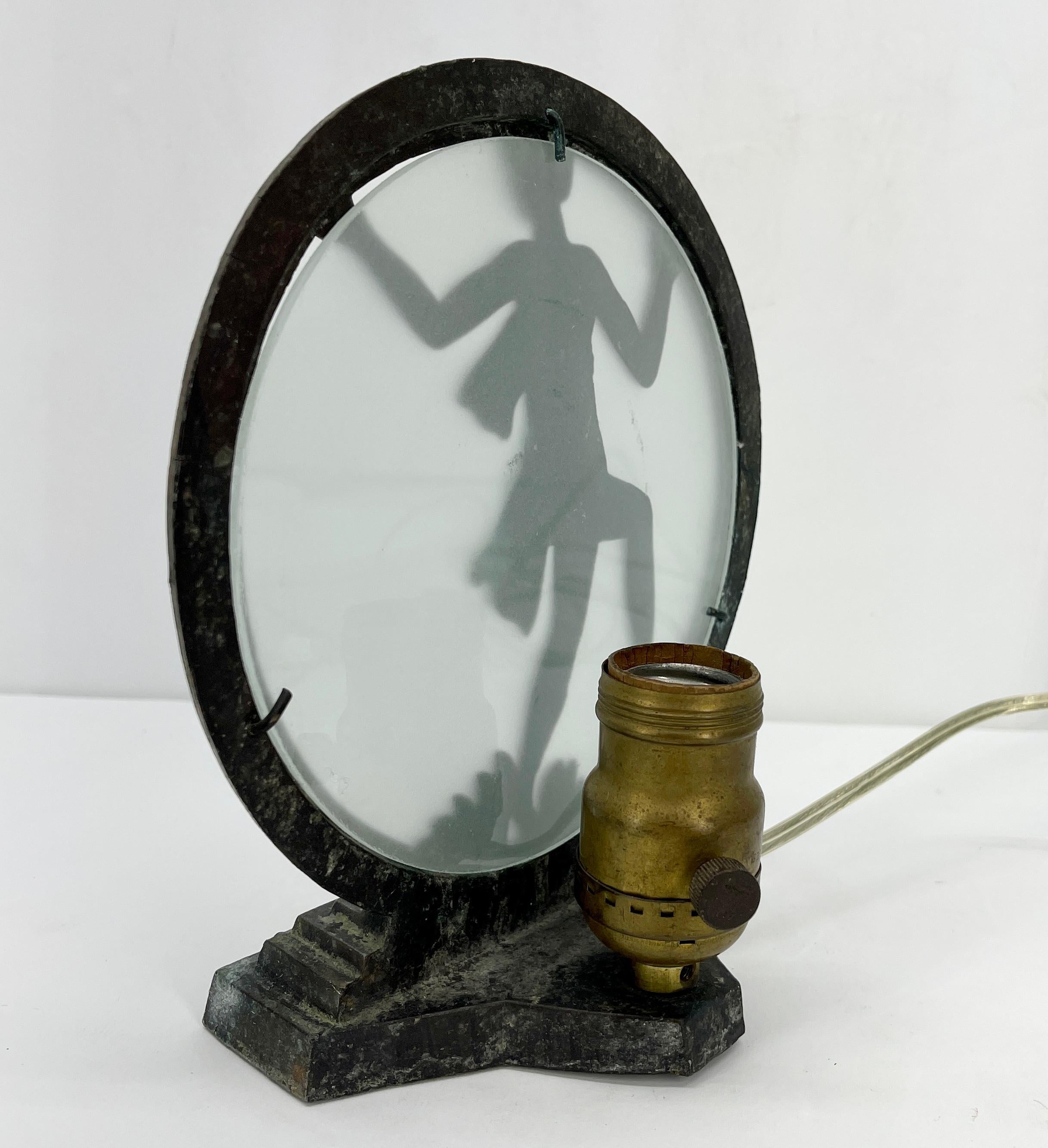 Art Nouveau Figural Woman Silhouette Table Night Lamp For Sale 5