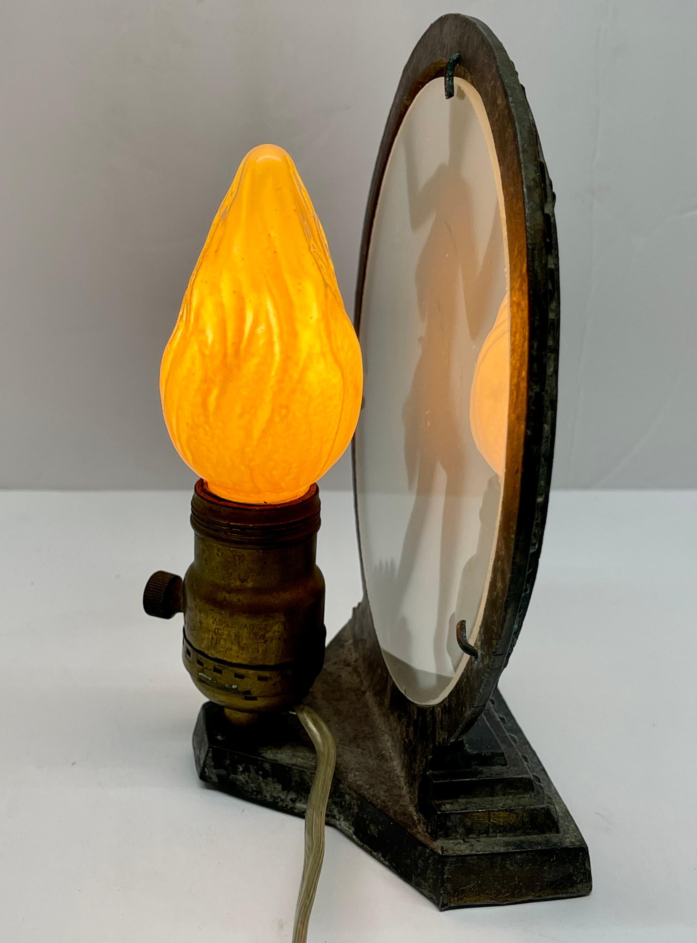 Art Nouveau Figural Woman Silhouette Table Night Lamp For Sale 9