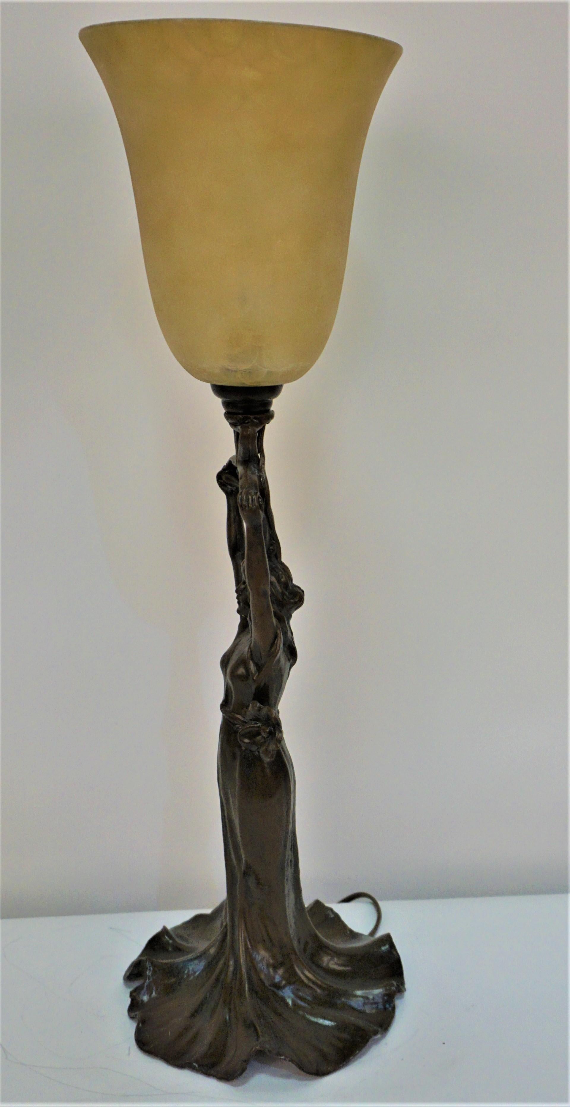  Art Nouveau Figural Young Female Table Lamp  3