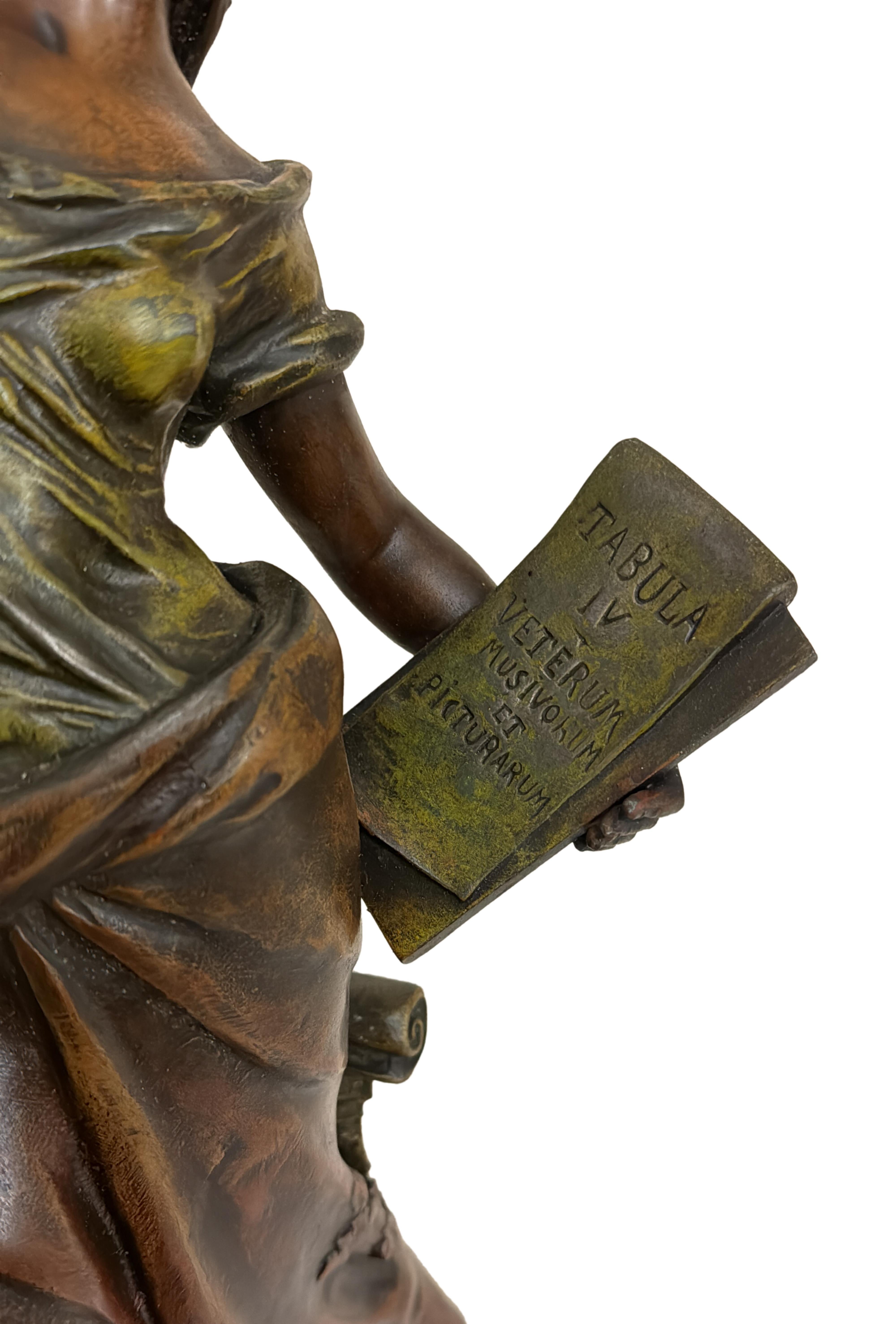 Art Nouveau Figure by Auguste Moreau, Allegorical Maiden, Late 19th Century Belle Époque en venta