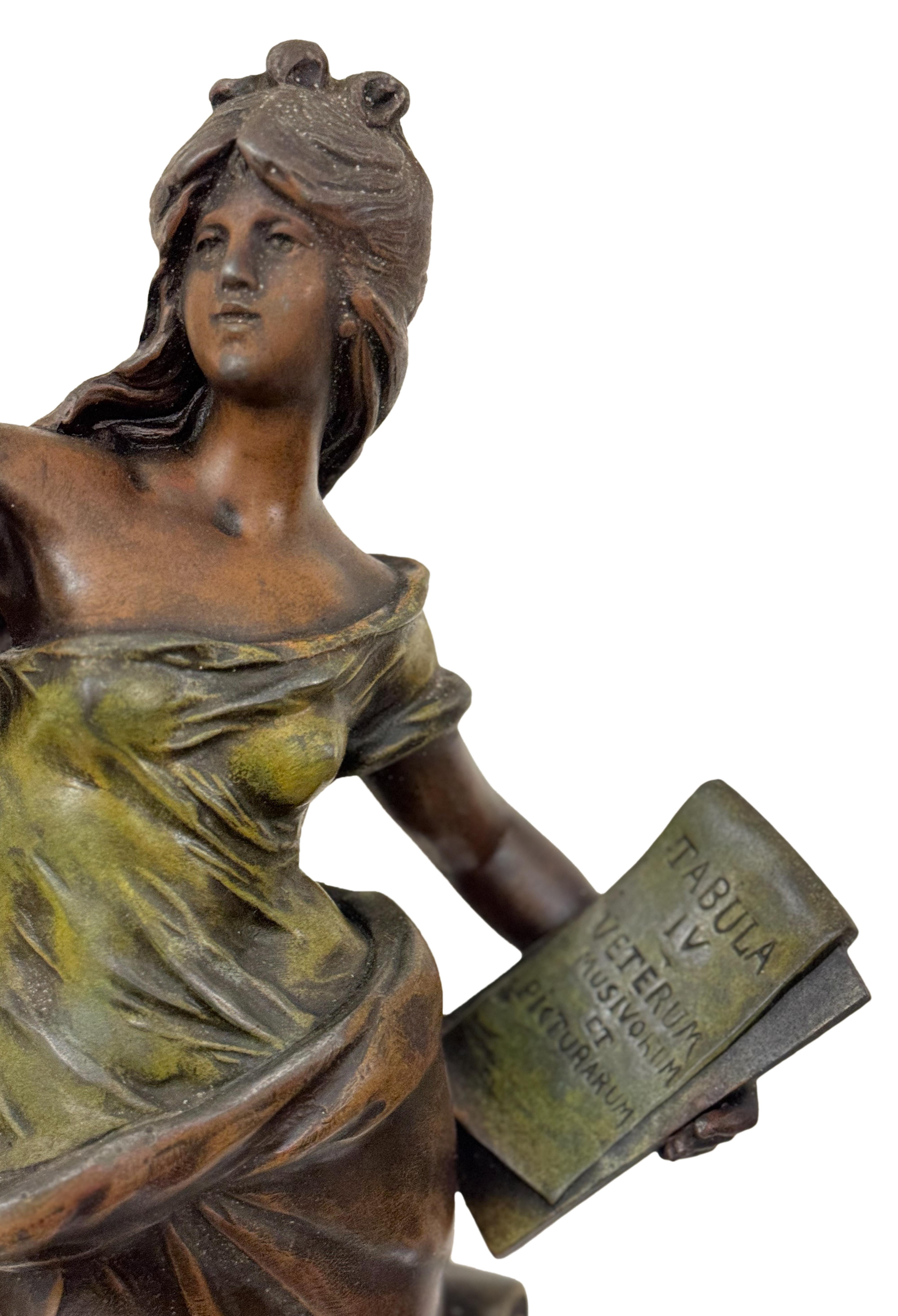 Art Nouveau Figure by Auguste Moreau, Allegorical Maiden, Late 19th Century Francés en venta