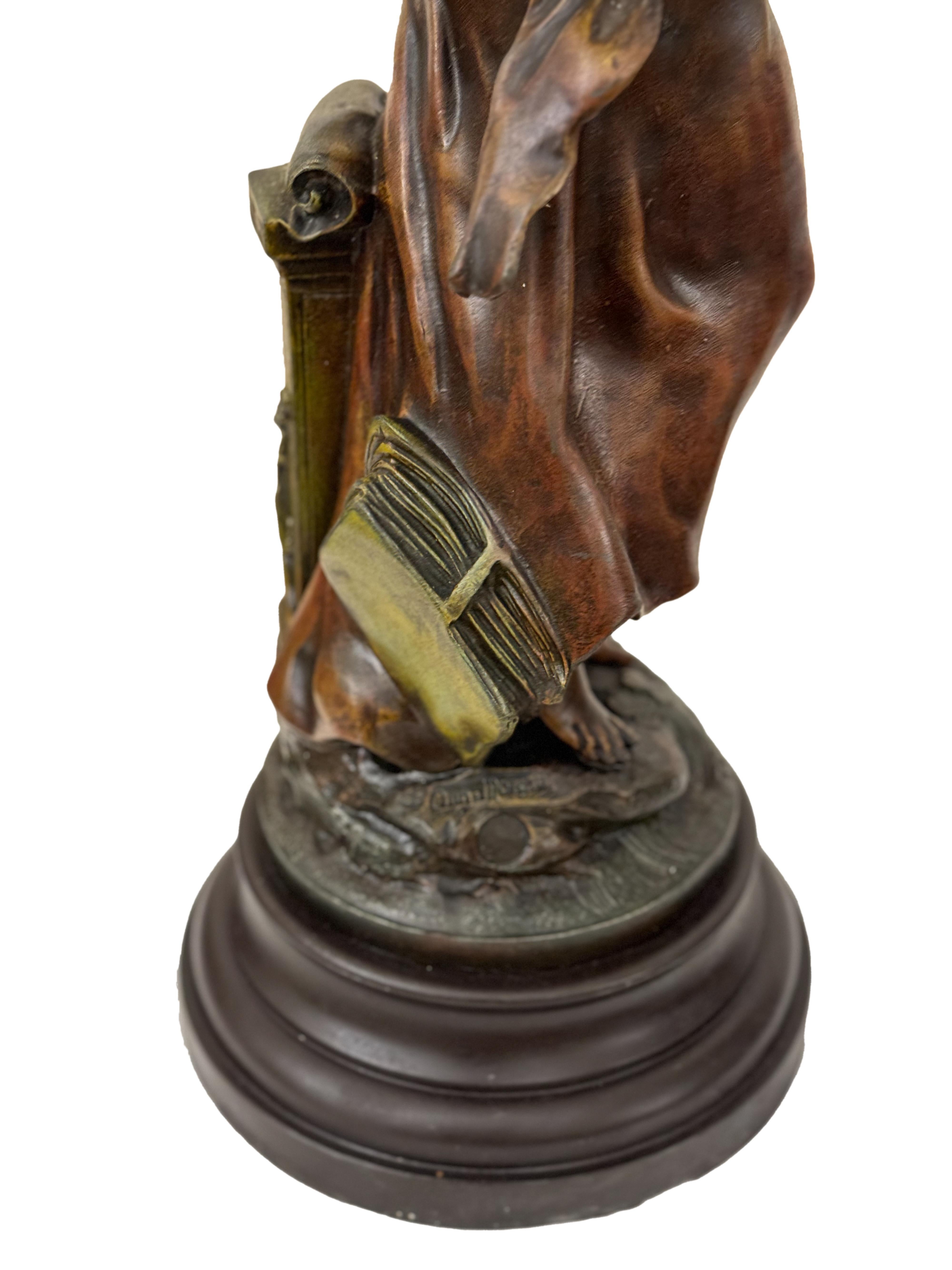 Art Nouveau Figure by Auguste Moreau, Allegorical Maiden, Late 19th Century Metal en venta