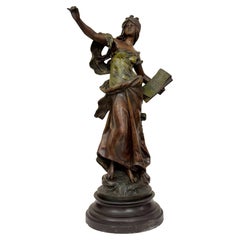 Art Nouveau Figure by Auguste Moreau, Allegorical Maiden, Late 19th Century