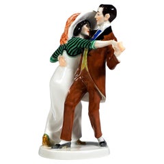 Art Nouveau Figure Group, Dancing Couple, Alfred Koenig, Meissen Germany, 1912