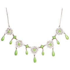 Art Nouveau Filigree Enamel Necklace by Marius Hammer