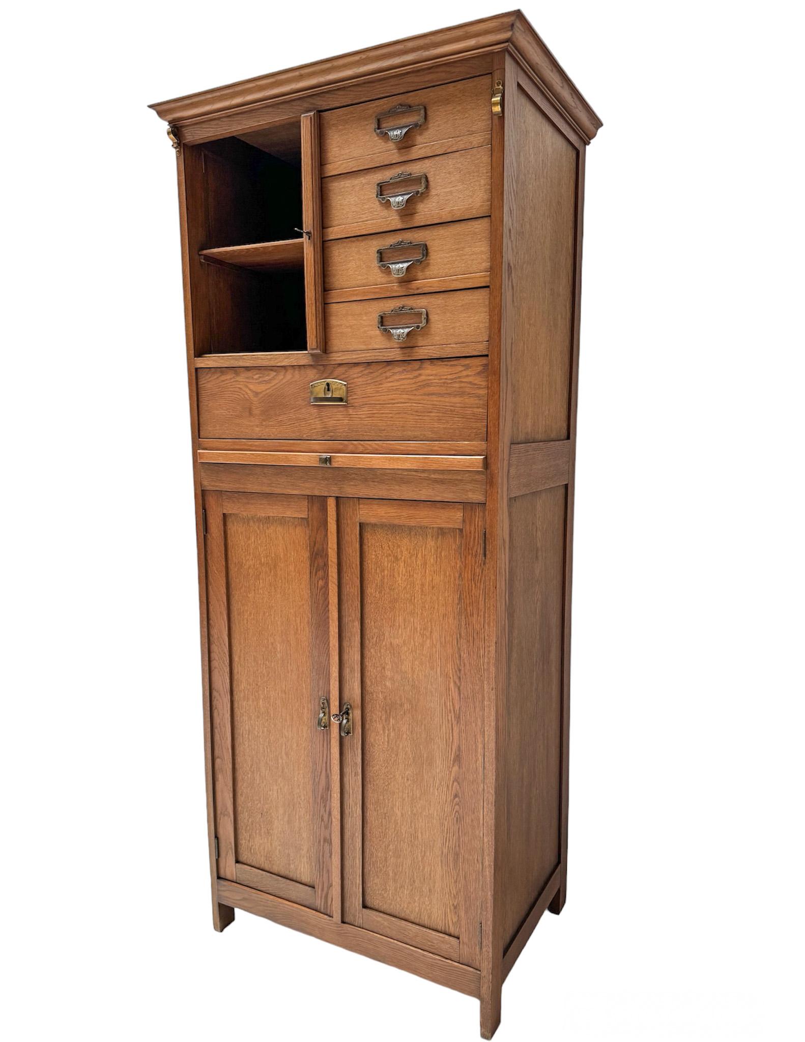 Early 20th Century Art Nouveau Filing Cabinet or Bookcase, 1900s For Sale