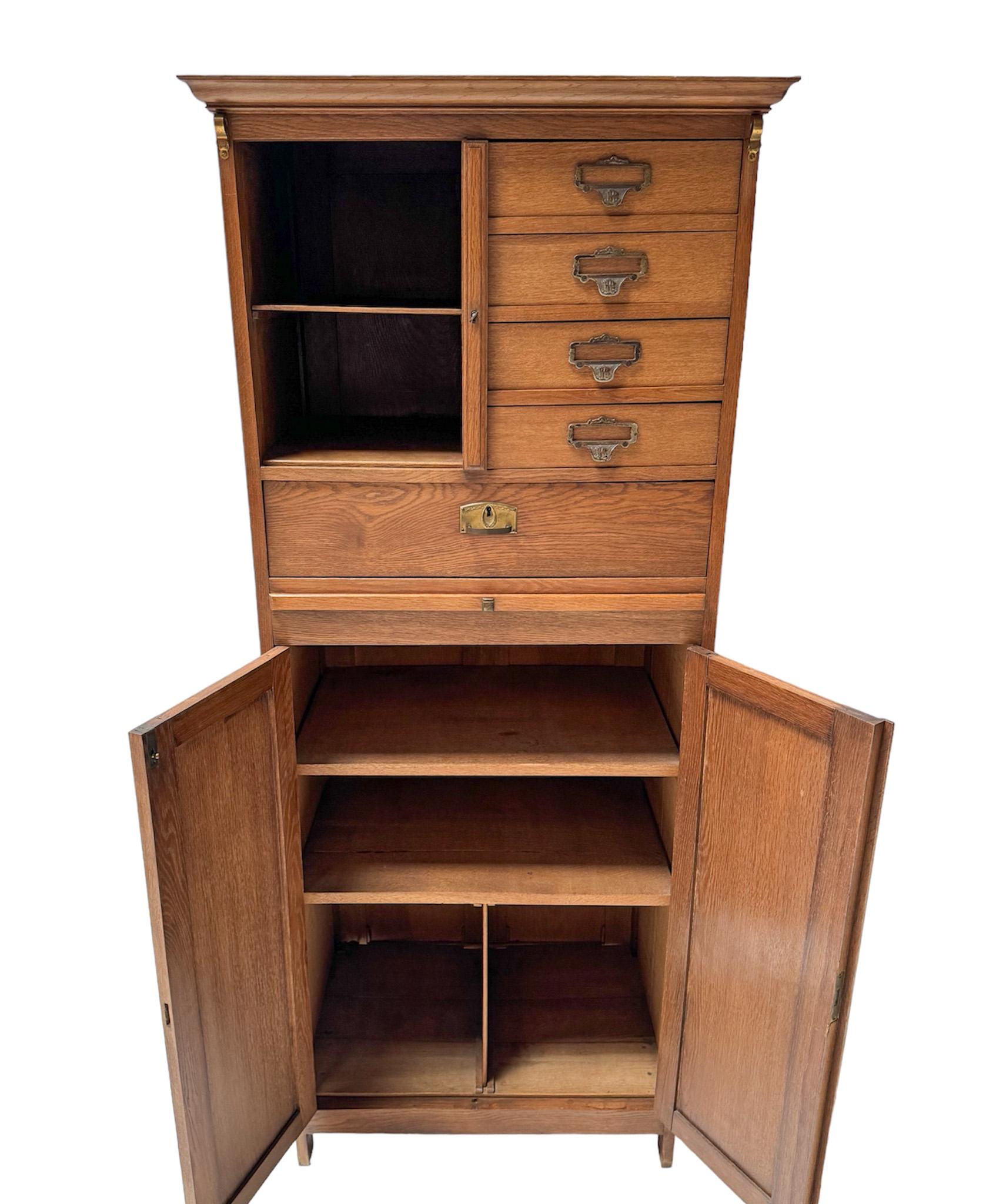 Brass Art Nouveau Filing Cabinet or Bookcase, 1900s For Sale
