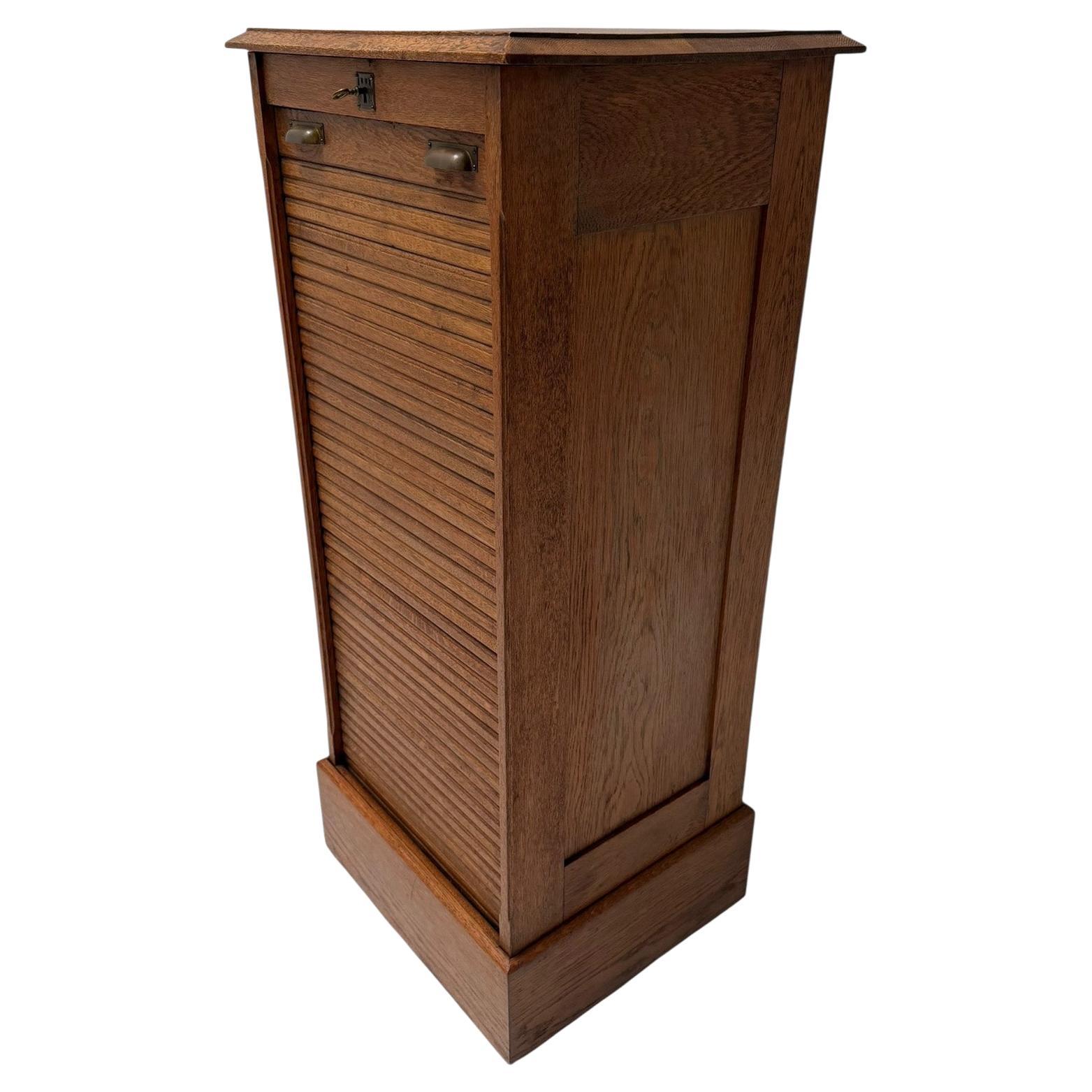 Art Nouveau Filing Cabinet with Tambour Shutter Door, 1900s For Sale