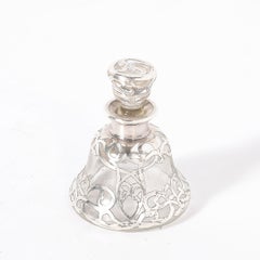 Bottiglia di profumo Art Nouveau in argento finemente sovrapposta firmata Steuben