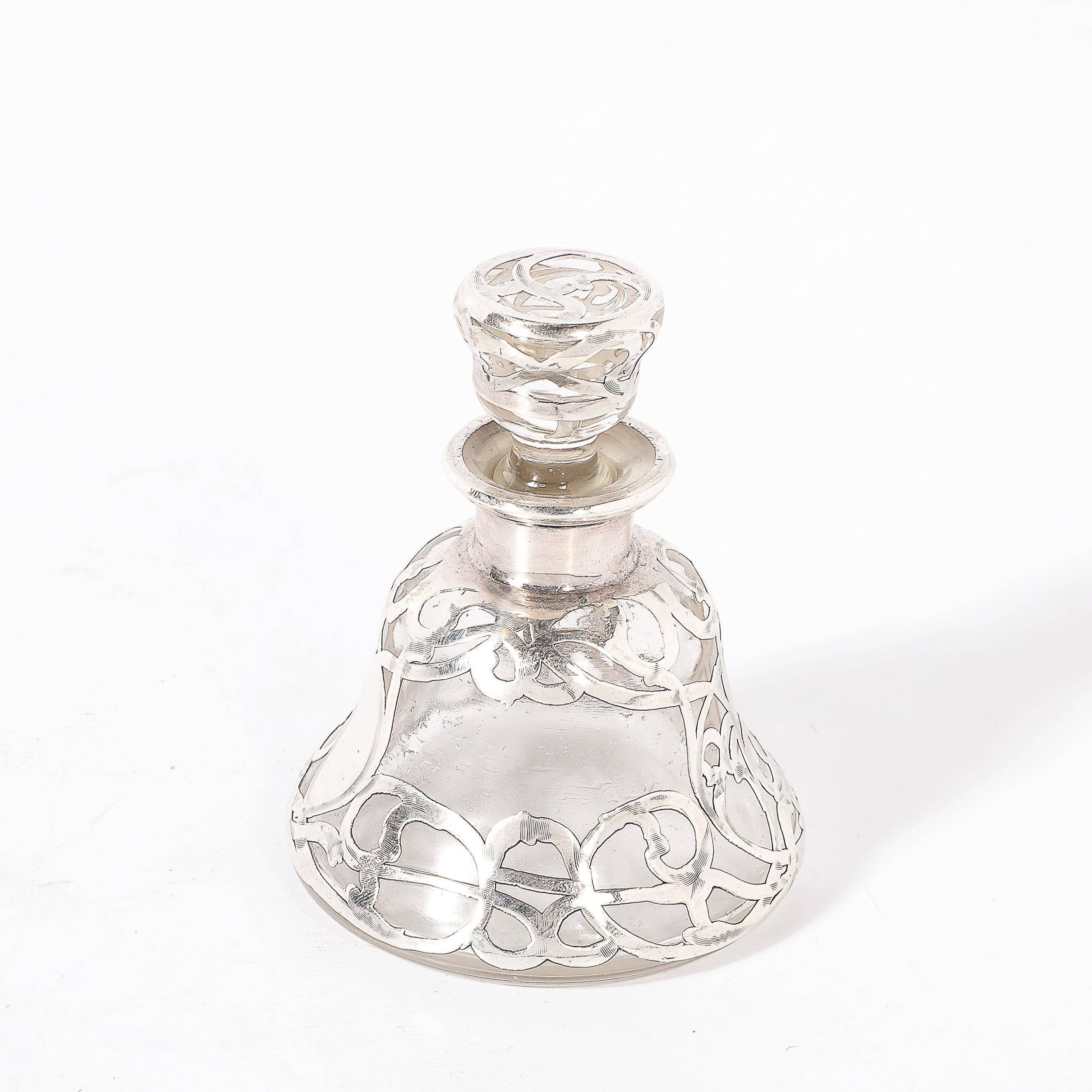 Americano Bottiglia di profumo Art Nouveau in argento finemente sovrapposta firmata Steuben in vendita