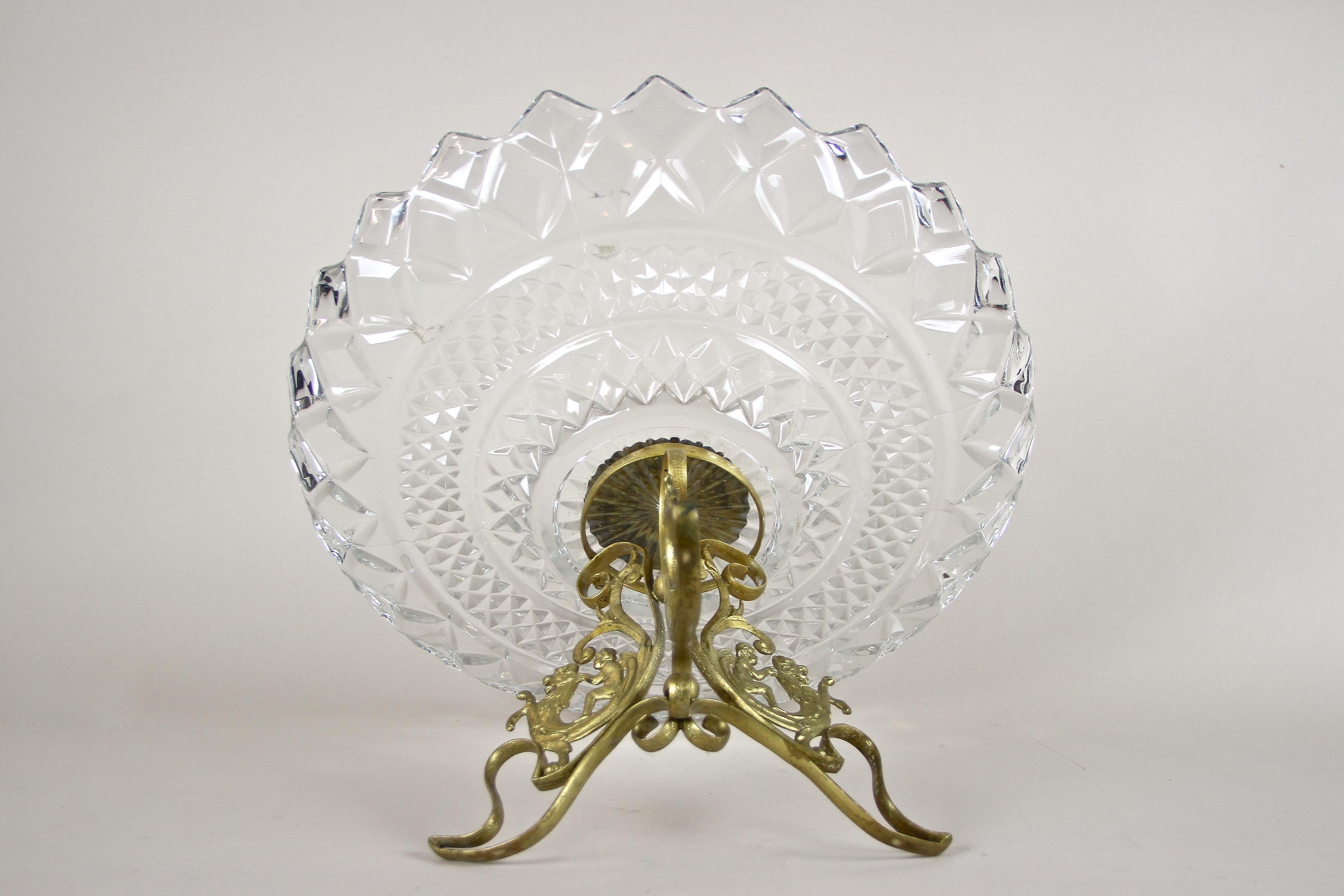 Art Nouveau Fire-Gilt Brass Centerpiece with Glass Bowl, France circa 1910 10